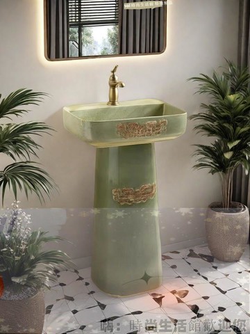 免運 可開發票 中式復古洗手盆臺一體小戶型立柱盆方形別墅戶外洗手臺院子洗手池
