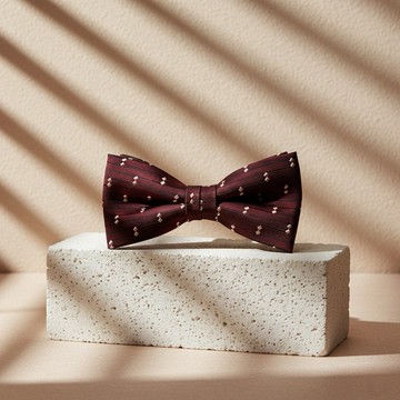 粉金格橫線暗紅領結 復古紋路 穩重不無聊