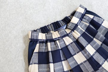 【現貨*M】農夫褲 | 深藍毛料格紋