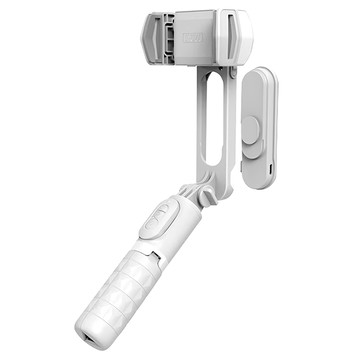 單軸穩定自拍器/自拍腳架/手機穩拍器/運動攝影/伸縮摺疊 附藍芽遙控器 + 補光燈  白色  1個