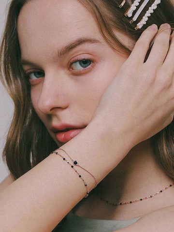 Spinel Chain Silver Bracelet [Rose Gold] (B01035)