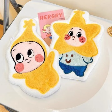 隔日到貨❣️卡通星星人擦手巾 可愛擦手巾 掛式擦手巾 廚房衛生間擦手布 家用抹布 加大加厚擦手巾 浴室吸水擦手巾 珊瑚絨