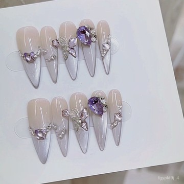 🥰可可新品🥰奈姿 純手工光療穿戴甲貓眼燕尾蝶批髮成品使用美甲貼片手工穿戴甲顯白美甲片新年穿戴甲高級感穿戴甲 FWS2