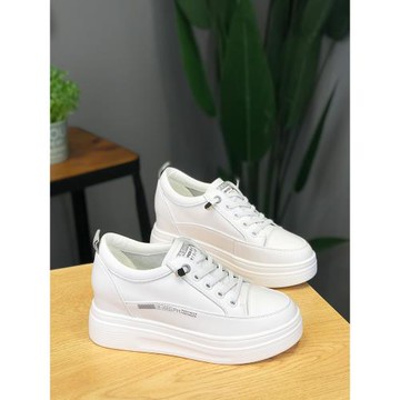 6cm內增高小白鞋女2024春秋新款真皮百搭套腳單鞋夏季薄款女板鞋