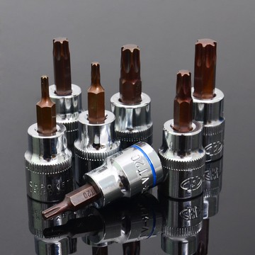 華豐巨箭 S2梅花旋具頭套筒 10MM旋具套筒T10T20T30 3/8壓批套筒