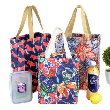 清倉價防水手提包帆布飯盒袋拉鏈大容量方形上班族午餐小拎袋