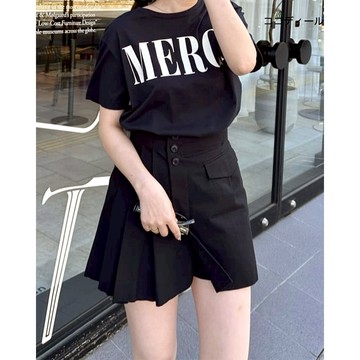 【ココディール】黑色側百褶口袋褲裙 O4T16351