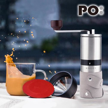 【PO:Selected】丹麥手沖咖啡二件組(不鏽鋼咖啡磨2.0-灰/咖啡玻璃杯240ml-共4色)