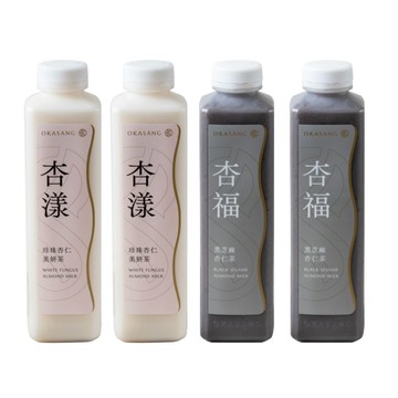 [日進生技]O卡桑杏仁茶美妍組｜1000ml*4 (珍珠杏仁美妍茶*2、黑芝麻杏仁茶*2)