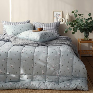 Maatila 鴨子雙面薄被 黑色格紋 100%聚酯纖維  單人 150 x 200cm  1入