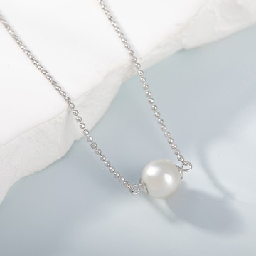 [925純銀]柔柔珠光珍珠項鍊【SL1001】-銀