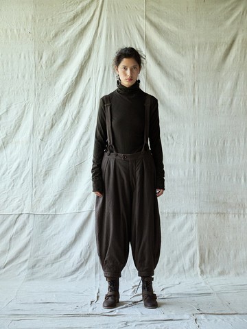 復古文青 / 羊毛混紡背帶褲 / 保暖棉褲