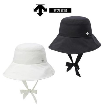 【DESCENTE】迪桑特 女士 基本款運動帽 漁夫帽(黑色/白色)