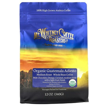 Mt. Whitney Coffee Roasters, 有機危地馬拉 Adiesto，全豆咖啡，中度烘焙，12 盎司（340 克）
