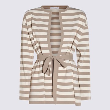 Max Mara Beige And White Cotton Gerald Knitwear