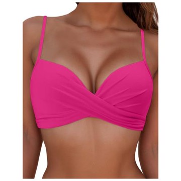 歐美外貿原單出口泳衣女分體比基尼單獨罩杯上衣大胸多色辣妹文胸