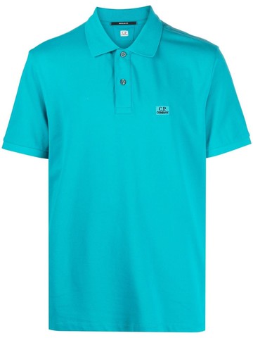 C.P. Company - embroidered-logo detail polo shirt - men - Spandex/Elastane/Cotton - S - Blue