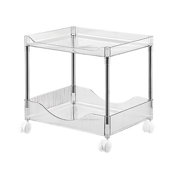 FAmILyLIFE 生活 高質感加大加厚附輪活動置物架 2層款  透明白  1個