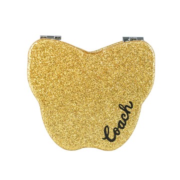 COACH Logo 標誌亮片蝴蝶造型鏡子/金黃色