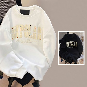 ＊ORead＊加絨加厚刺繡純棉絨圓領衛衣(2色M~2XL)