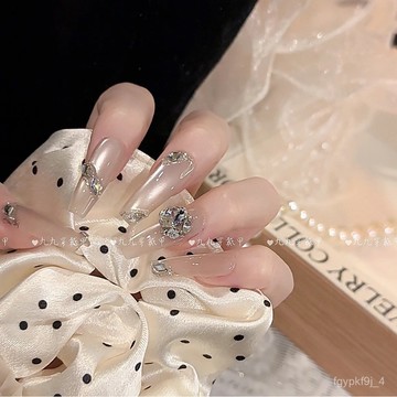 🎁帶鑽爆閃🎁【鎏金寶石】純手工高定貓眼手工穿戴甲氣質美甲百搭僊女款新年穿戴甲顯白美甲片高級感穿戴甲 9OAM