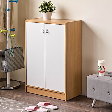 TZUMii雙色雙門鞋櫃-木紋配白