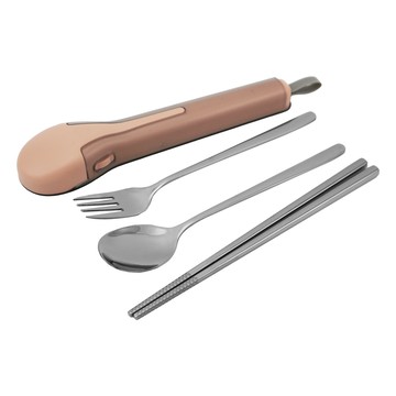 A-OK 滑蓋304不鏽鋼餐具組-三件式X3組