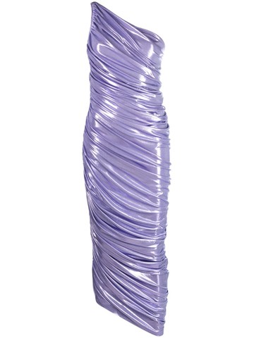Norma Kamali - Diana asymmetric draped midi dress - women - Polyester/Spandex/Elastane/Polyester/Spandex/Elastane - S - Purple