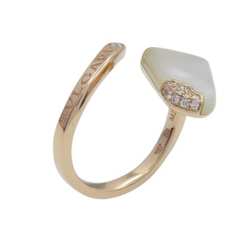 BVLGARI 寶格麗 18K玫瑰金 母貝 鑽石 Gelati 戒指 50 AN858014 【二手名牌BRAND OFF】