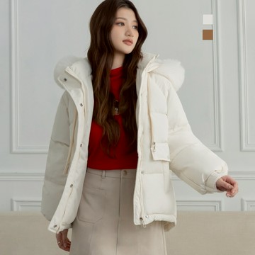 niceioi 雪日氣息可拆式皮草連帽雙層鋪棉外套