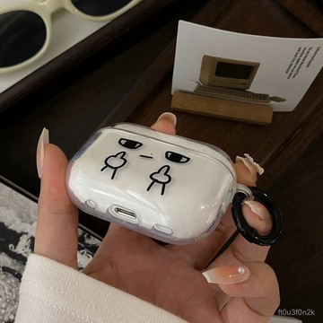 新款耳機殼.友好創意中指錶情適用蘋果藍牙耳機pro保護無綫透明三代保護套4代