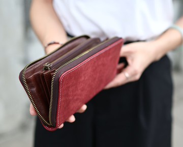 【客製化刻字】義大利磨砂皮 真皮拉鍊長夾/皮夾 7色 生日 情人節