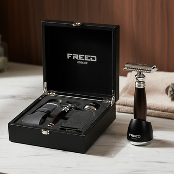 【FREED】尊爵四件組雙刃安全刮鬍刀禮盒 - 仿紫紅檀木