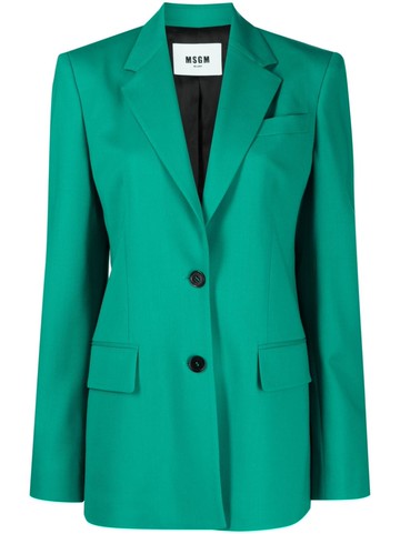 MSGM - slim-cut single-breasted blazer - women - Virgin Wool/Viscose/Elastane - 40 - Green