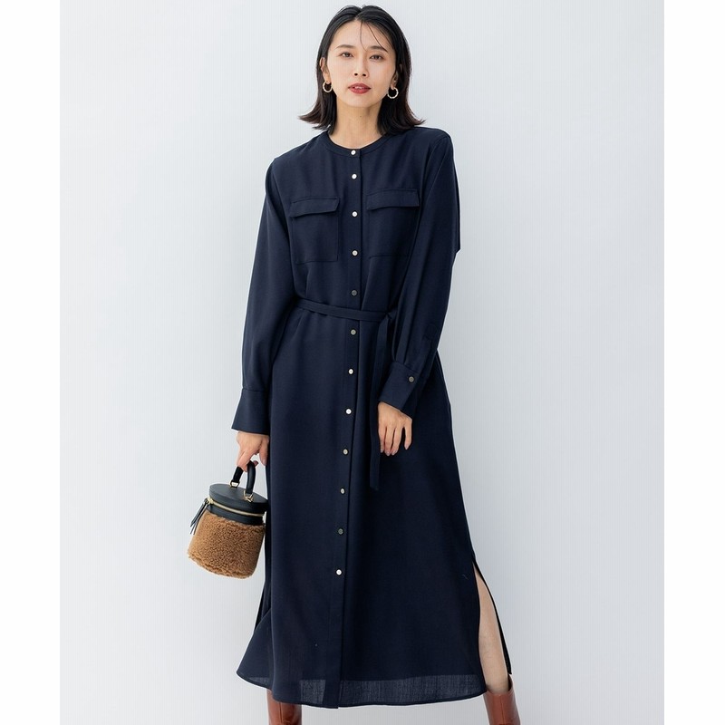 オンワード】 23区 L>ワンピース ポリエステルウール シャツワンピース 
