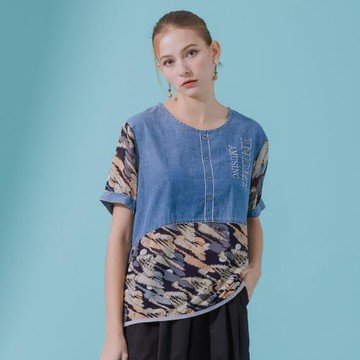 YUTZUYA 優姿雅 牛仔拼接涼爽短袖上衣