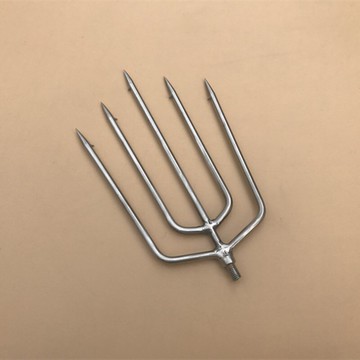 5齒大排叉8mm螺絲接口 不銹鋼一字形大魚叉 3米4m7m壓花伸縮桿子