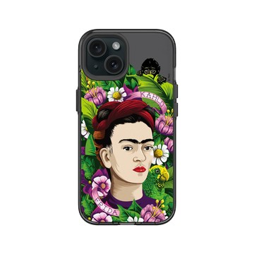 iPhone 15 Clear 酷墨灰 - Frida Kahlo - 卡蘿與猴子