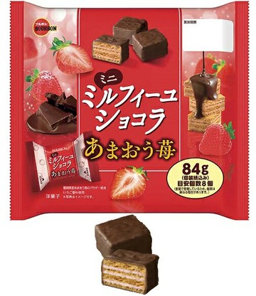 大賀屋 日本製 北日本 千層酥巧克力甘王草莓 草莓夾心餅 草莓奶油夾心餅 草莓奶油餅 巧克力夾心餅 T00130542