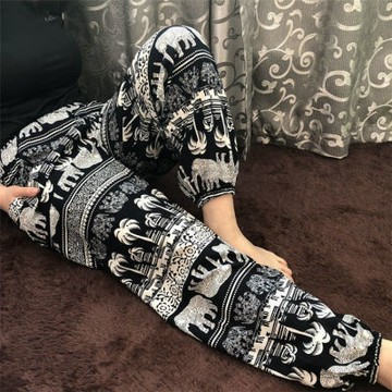 台灣有貨【男女可穿】泰國大象褲 女生大象闊腿褲 高腰垂感寬鬆直筒長褲 波西米亞休閑褲 空氣闊腿褲 冰絲沙灘長褲 顯瘦長褲