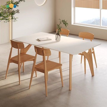 【台灣公司 可打統編】免運 桌椅组 日式桌椅组合  奶油风实木岩板餐桌椅组合家用长方形现代简约小户型北欧日式饭桌 可開發票 全館折扣 工廠現貨直銷 新品特價 h9284