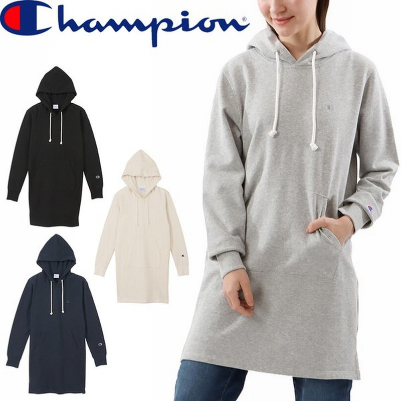 スウェットシャツ ロング丈 レディース チャンピオン Champion ワンピース スエット フーディ 女性用 スポーティ カジュアル トップス Cw U109 通販 Lineポイント最大0 5 Get Lineショッピング