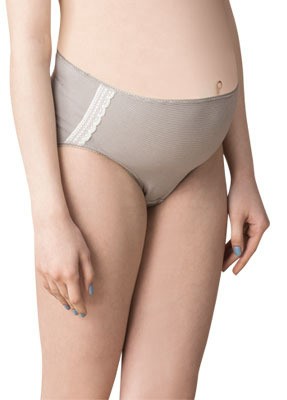【啡藏珍品】咖啡紗孕婦中腰內褲-條紋灰