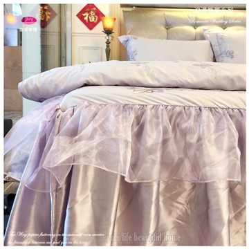 法式典藏-浪漫婚紗款『紫晴花絮』浪漫織戀/六件式專櫃高級床罩組6*7尺/特大