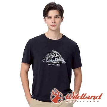 【wildland 荒野】男經典鹿頭圓領短袖上衣『黑色』0B11622 戶外 休閒 運動 露營 登山 吸濕 排汗 快乾 舒適