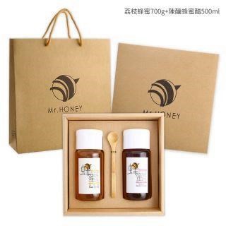 Mr.HONEY 雙饗禮盒(500ml+700g)-蜂蜜醋+荔枝蜂蜜(或野花蜂蜜)