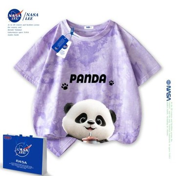 NASA熊貓T恤短袖女夏季2026新款多巴胺穿搭上衣ins女孩純棉半袖男