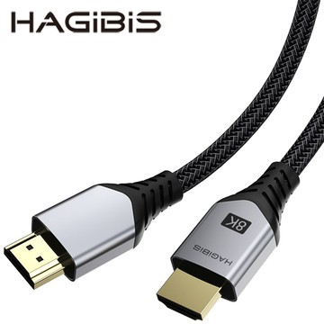 HAGiBiS編織鍍金頭HDMI 2.1版8K高畫質傳輸線1.5M