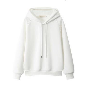 秋冬2025新款白色衛衣女加絨連帽設計時尚純棉寬松薄款冬減齡外套