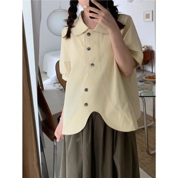 JOENG 漂亮收腰小衫減齡2025夏季新款不規則上衣小心機襯衫短袖女